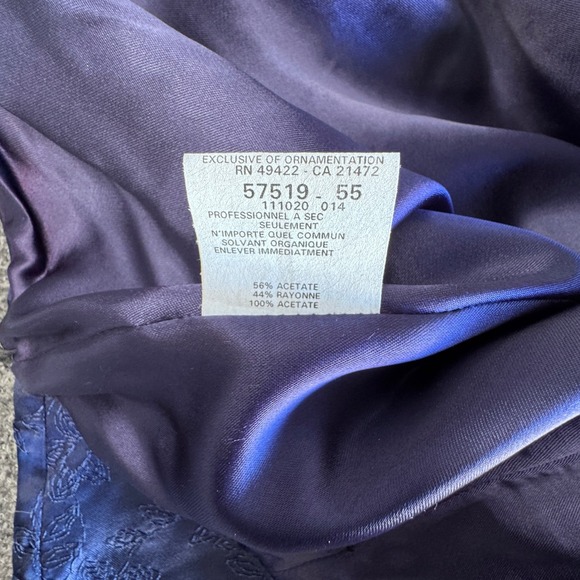 Jessica McClintock Navy Blue Floral Embroidered Strapless Evening Gown 12 - Picture 7 of 9